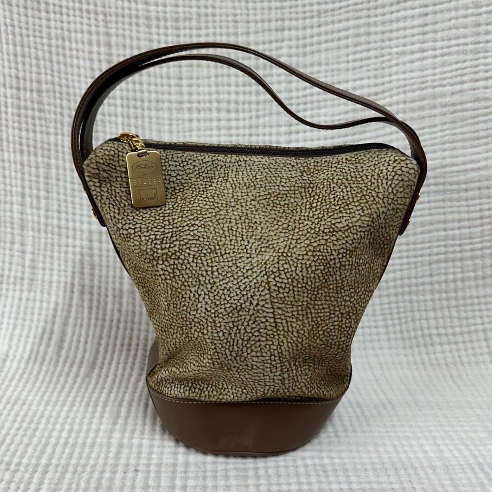 vintage Borbonese Redwall hobo bag quail eye pattern lambskin suede leather